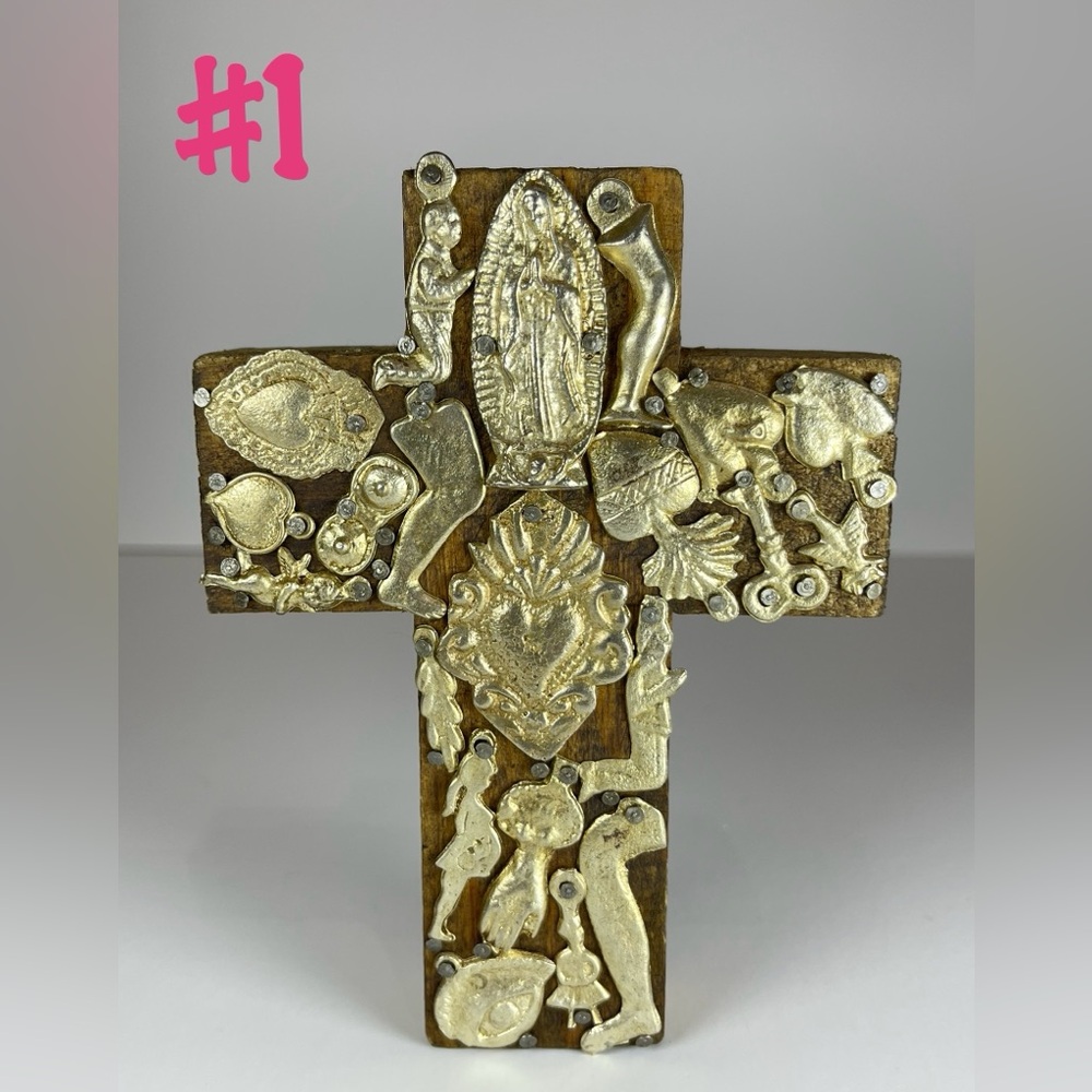 Mexican wooden milagros cross - Picture 7 of 14